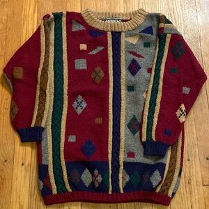 1987 Vintage Berek Oversized Hand-Knitted Wool Sweater